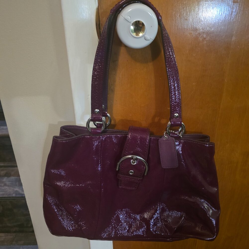 Coach # G1278-F19711 -Soho Plum Patent Leather Large Carryall Tote
